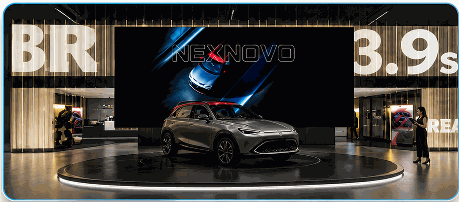 Pantalla LED Transparente Nexnovo en Showroom
