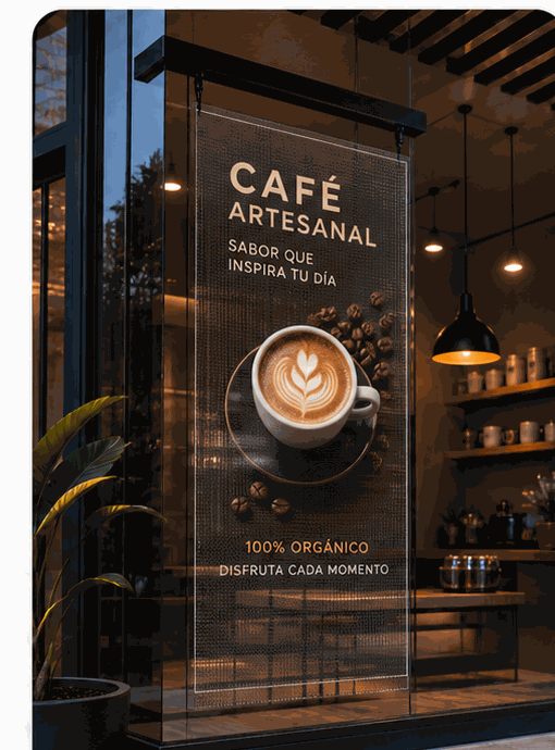 Pantalla LED Transparente en Escaparate Comercial