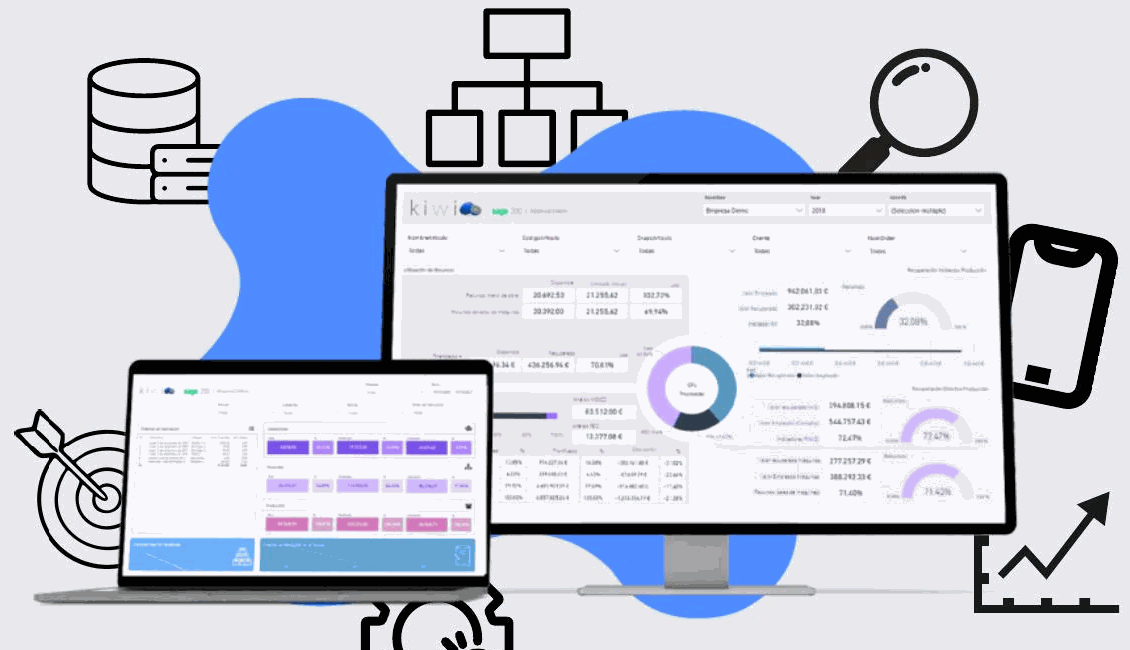 Ilustración de Business Intelligence y tableros de control